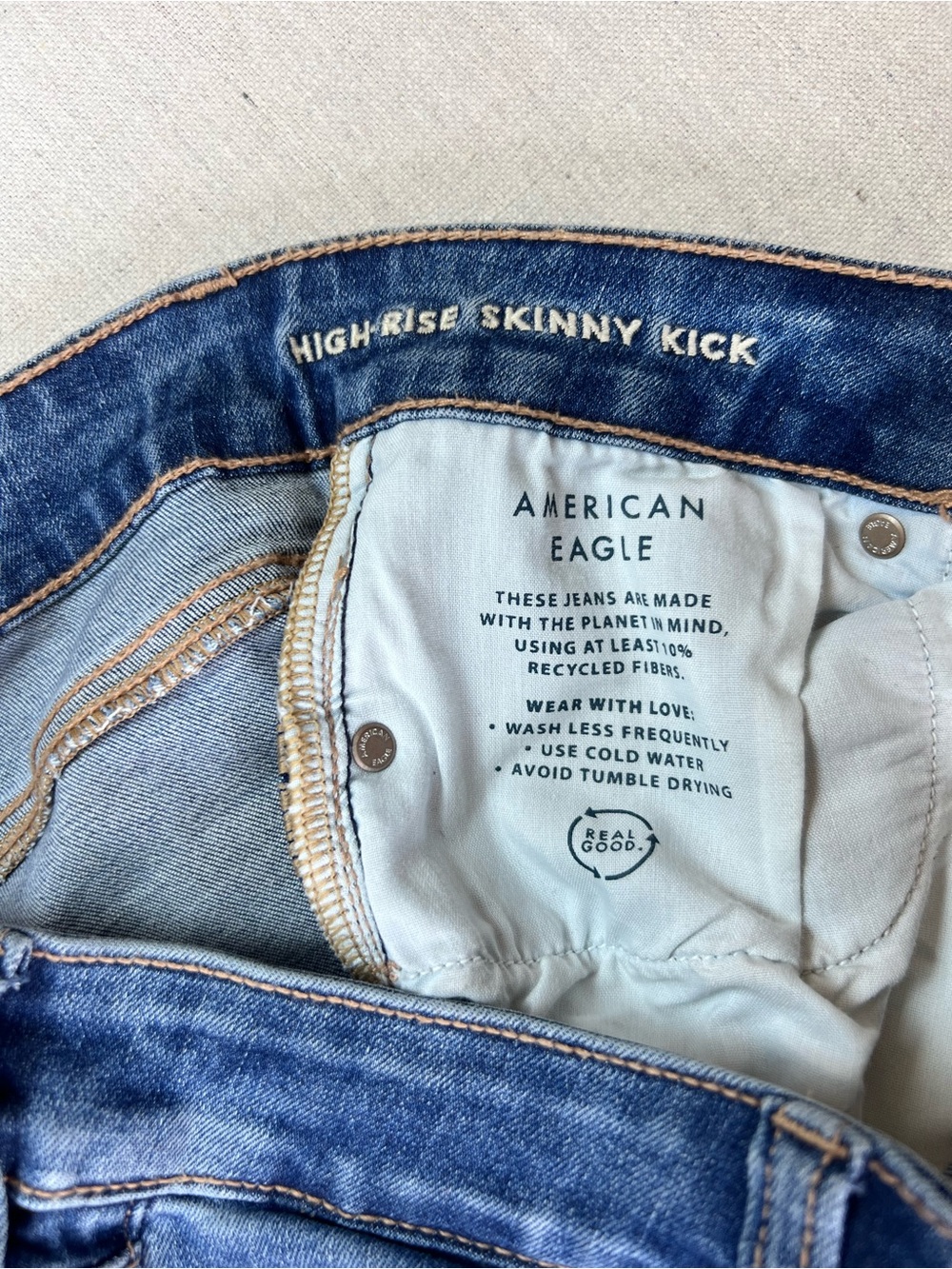 American Eagle Classic Women's Blue Flared Jeans Skinny Kick - Size 6 Long - Picture 7 of 10